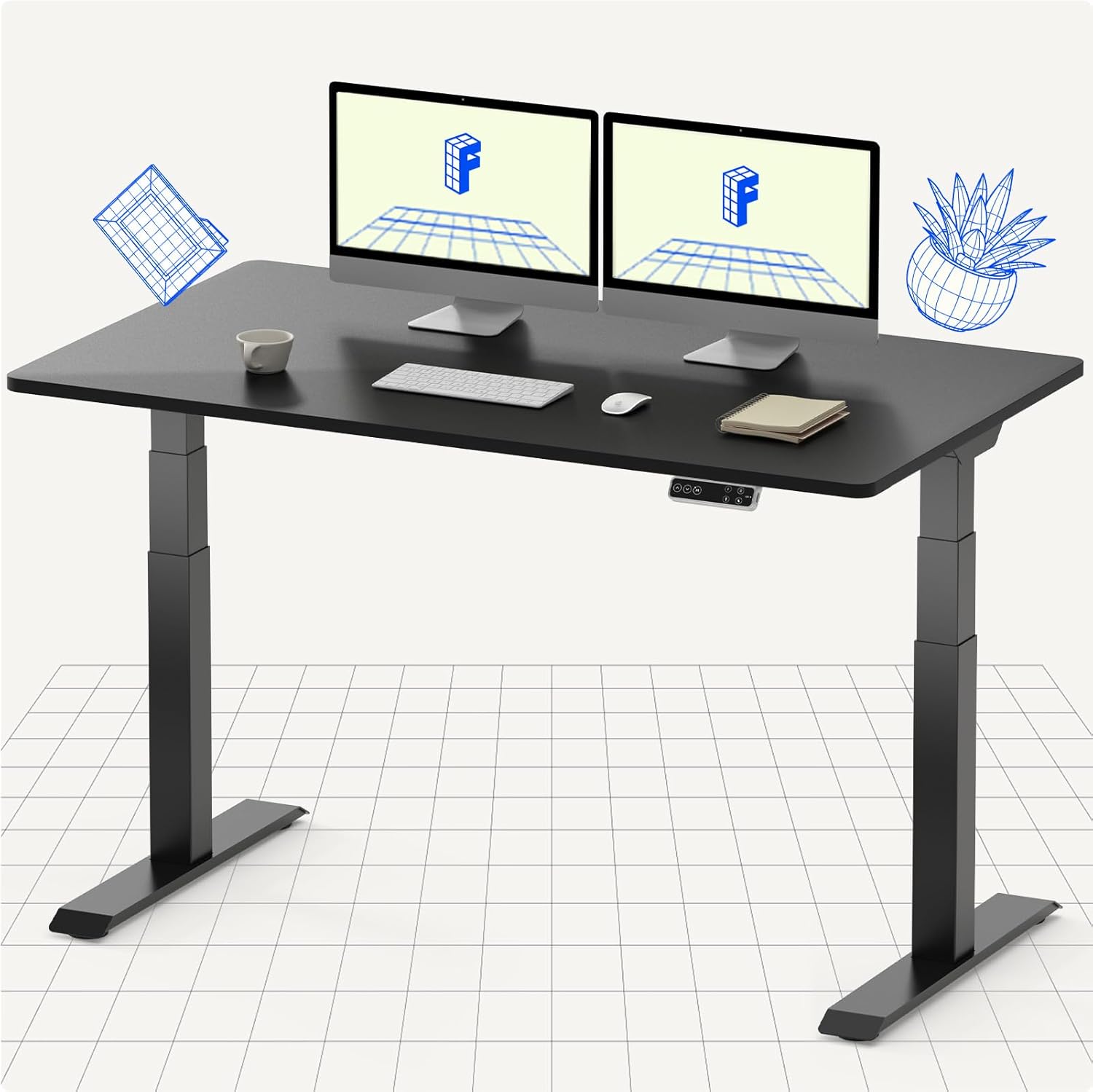 Sleek home office featuring a minimalist desk setup with a large monitor and ergonomic chair.